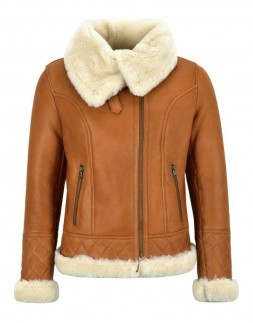 Womens Double Collar Casual Wear Brown Bomber Leather Jacket Womens Double Collar Casual Wear Brown Bomber Leather Jacket